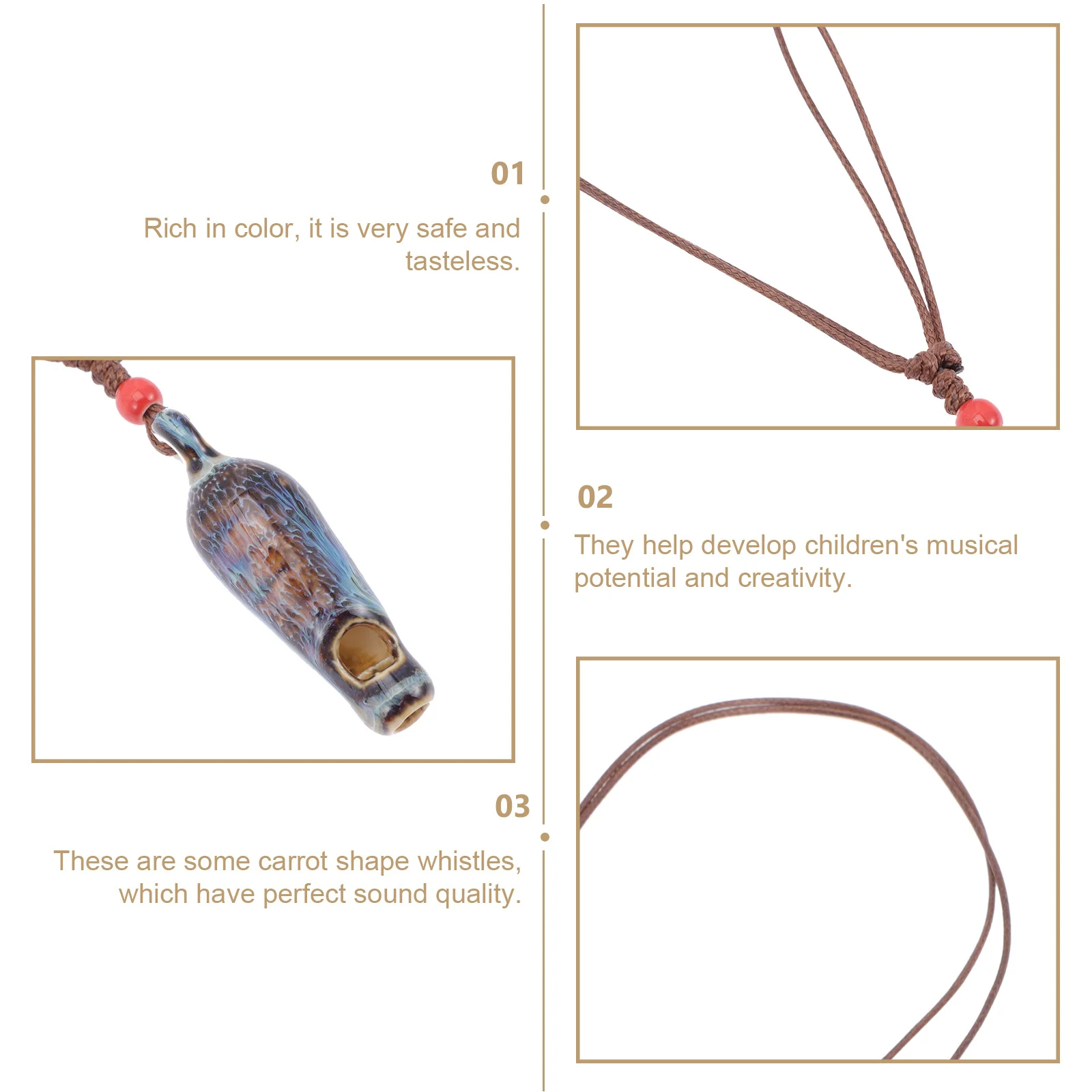 นกหวีดรูปแครอทเซรามิก 3 ชิ้น เครื่องดนตรีสำหรับเด็ก สร้างสรรค์ ฝึกพัฒนาการทางสติปัญญา ของตกแต่งแขวน