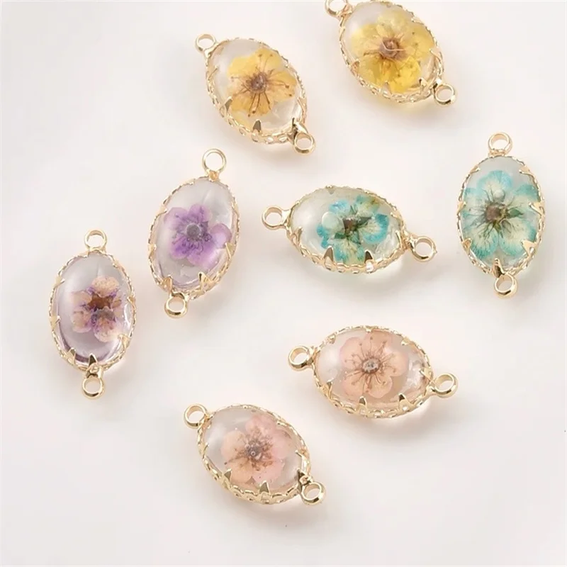 最小注文-20-ピース-ロットカラー花コアジオメトリオーバル形状樹脂銅フローティングロケットビーズ-diy-ジュエリー衣類ヘアアクセサリー