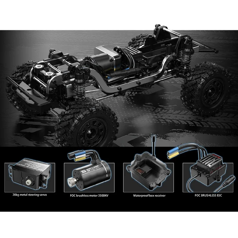MXJ H12Y + coche de escalada todoterreno sin escobillas con Control remoto, escala grande 1:12, juguete sensorial de proporción completa