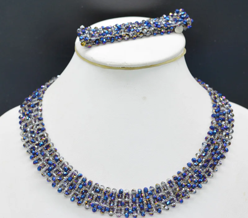 

Elegant Fashion Nigerian Wedding African crystal Jewelry Set Beads 18"