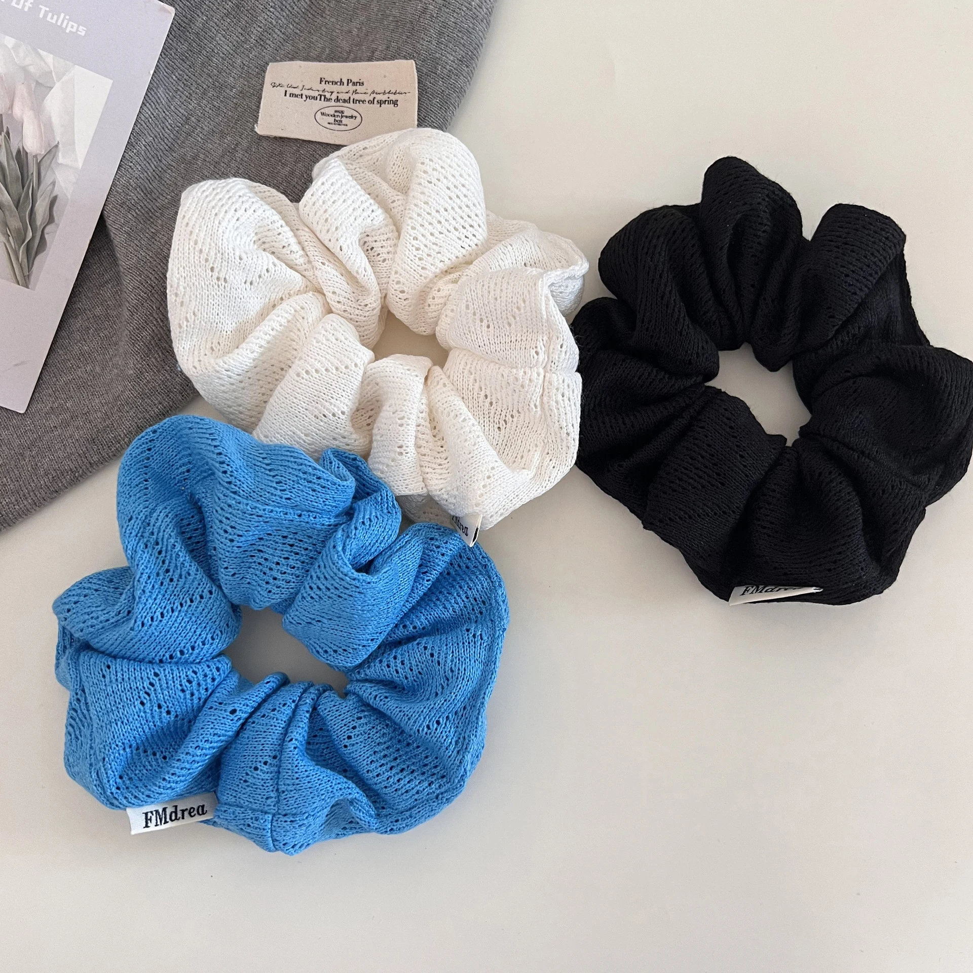 1pc gentle woolen knitted large intestine scrunchie autumn and winter basic versatile headband tie ponytail and buns headrope