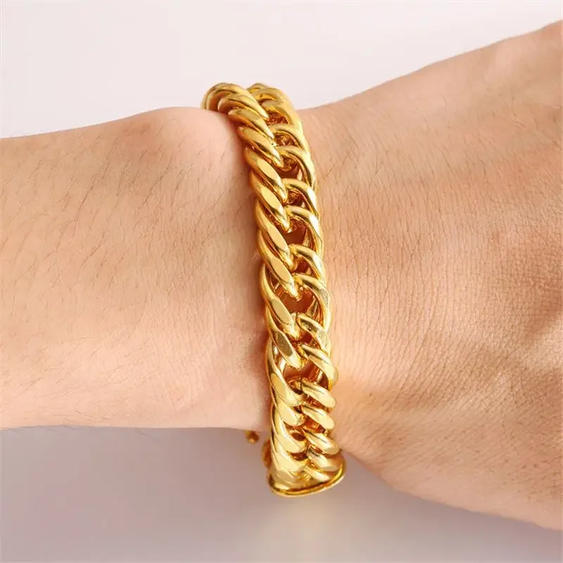 Gold Shop Matching 9999 True Gold Bracelet Men\'s and Women\'s Gold 24K Bracelet Wealth Chengbao Boss Chain Rich Gold Bracelet