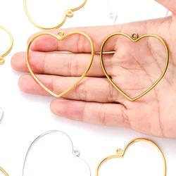 5pcs 5 Color Hollow heart shaped Charm for Necklace earring Keyring Pendant  DIY Handmade Jewelry Accessories 46*50mm A130