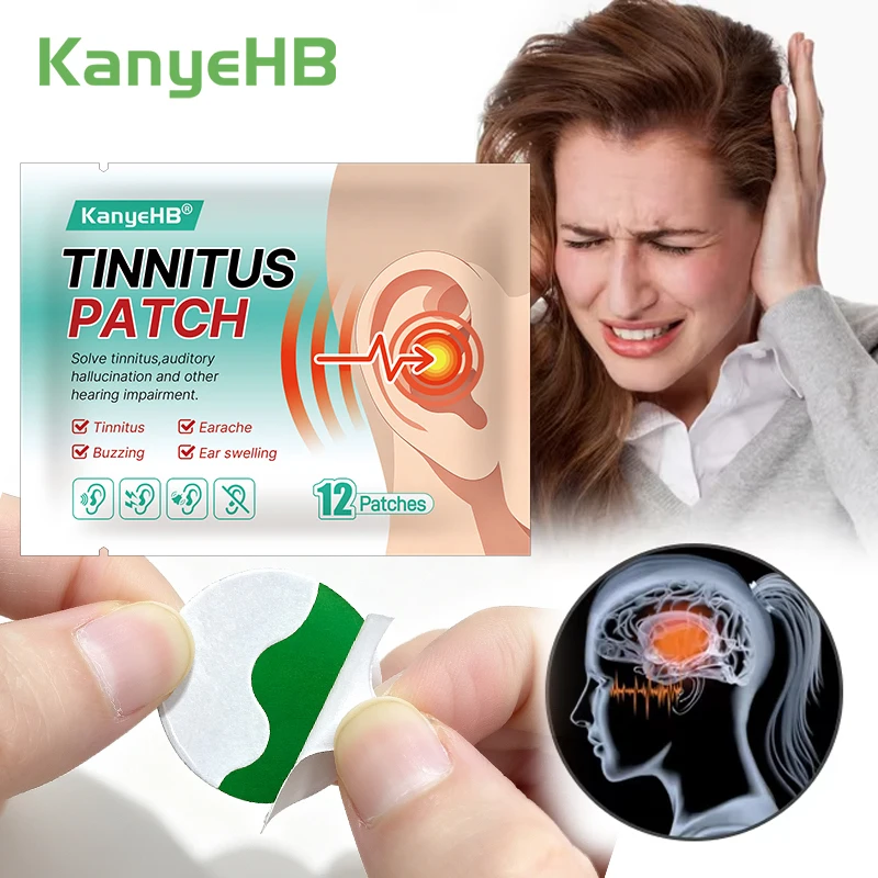 12Pcs=1Bag Tinnitus Treatment Patch For Ear Pain Protect Hearing Loss Sticker Natural Herbal Medical Plaster Health Care W067