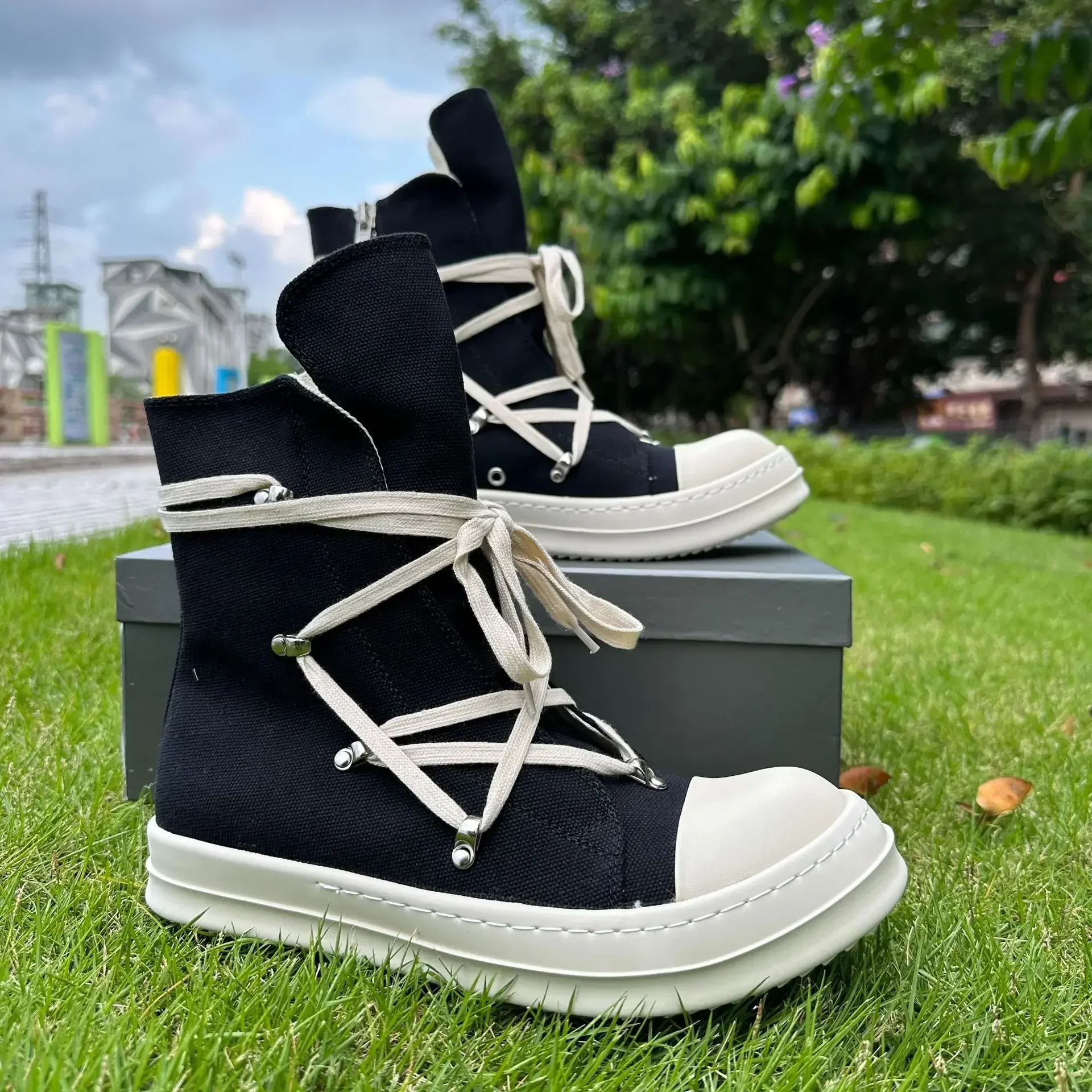 RO High Quality Spring Casual Shoes Women Boots Trend 2023 Platform Men\'s and Women\'s High Top All Match Canvas Shoes Sneakers