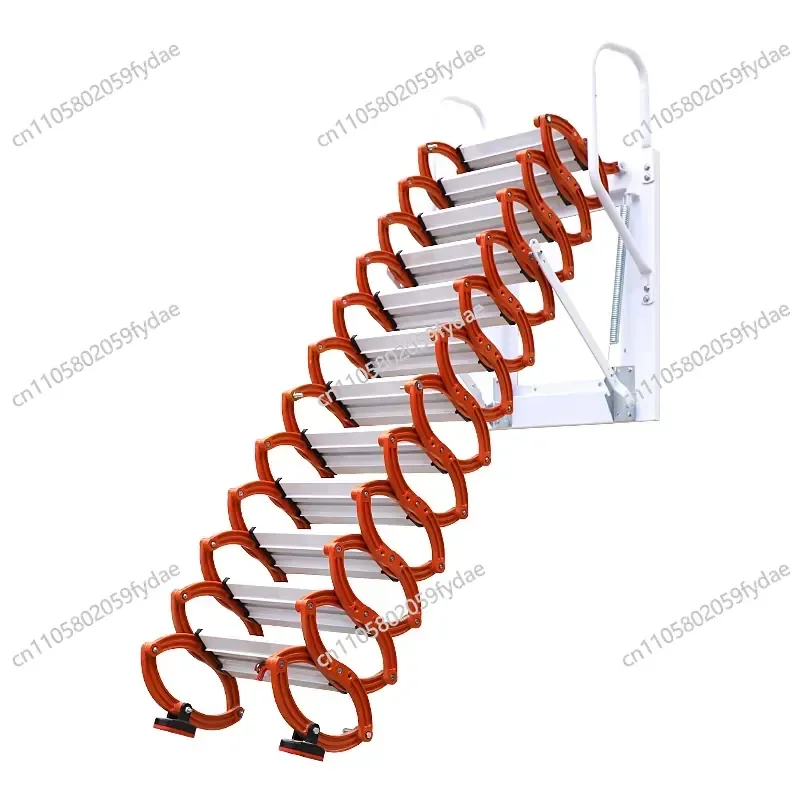 Retractable Folding Hidden Loft Staircase Retractable Indoor Villa Ladder Structure Carbon Steel 300 Kg, Length 12.5 Feet
