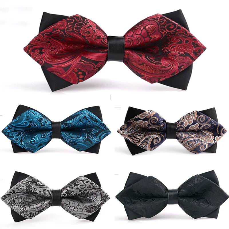 

2024 Men's Bow Tie Pointy Korean Version Groom Best Man Formal Wedding High-grade English Wine Red Black Bow Wholesale