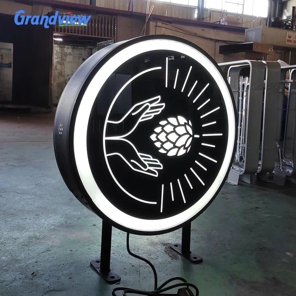 Wall Mount Rotating Sign Led Plastic Double Side Mould-projection Famous Beer Pub Signage Light Box