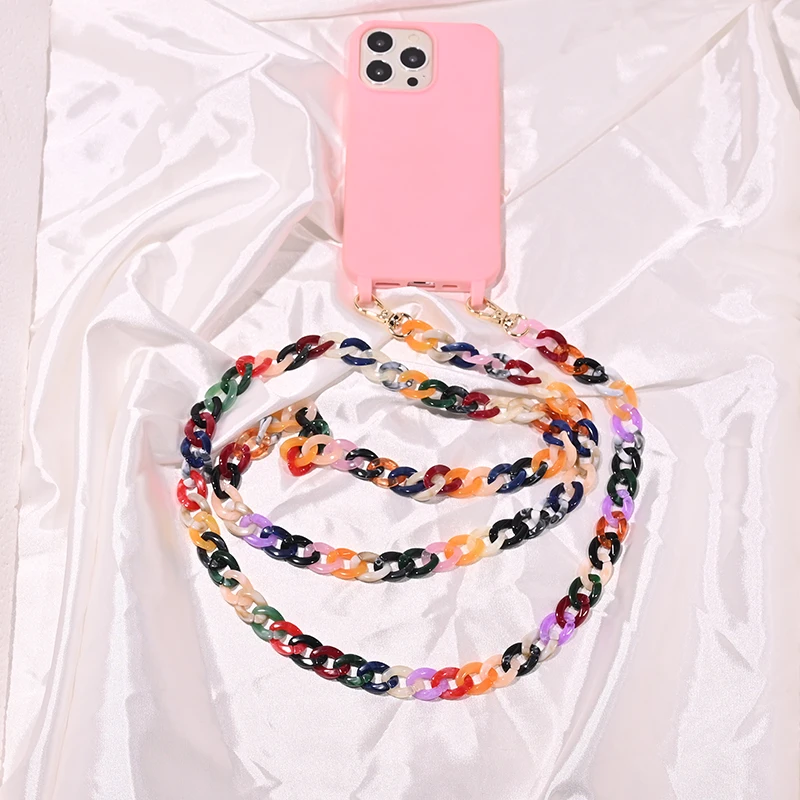 120CM Long Mobile Phone Lanyard Case Chain for Women Acrylic Bag Chain Cell Mobile Phone Pendant Hanger Accessories Jewelry