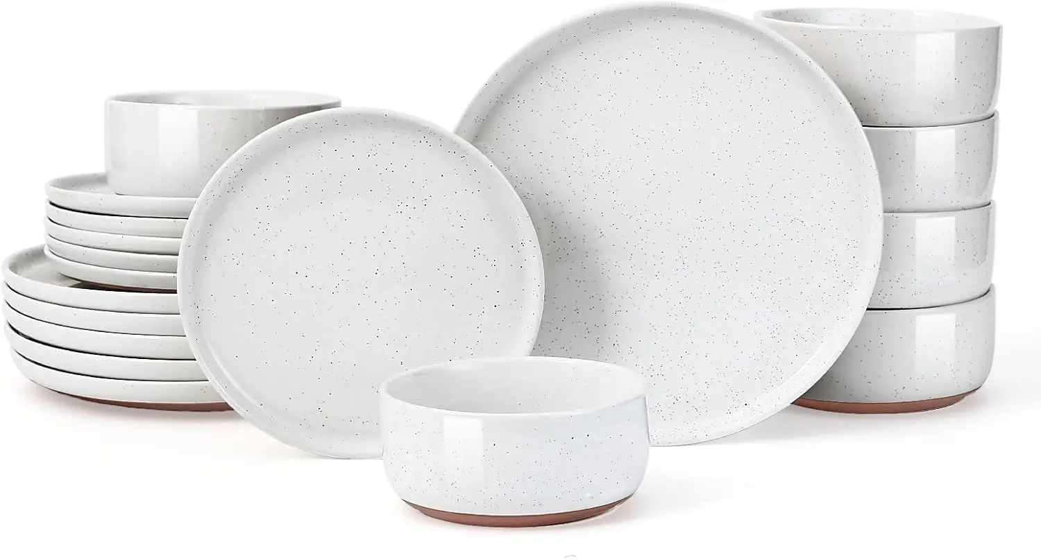 

Plates and Bowls Sets, 18 Pieces Modern Ceramic Dinnerware Set for 4, Kitchen and Dining Dishware Dishes Set Stoneware Dinnerwar