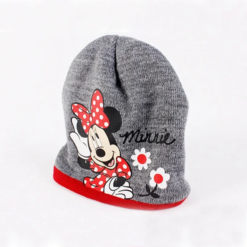 Disney 2Pcs/set Minnie Print Knitted Hat Gloves Winter Warm Fashion Children\'s Hats Girl Cap Magic Glove Hat Kids Christmas Gift