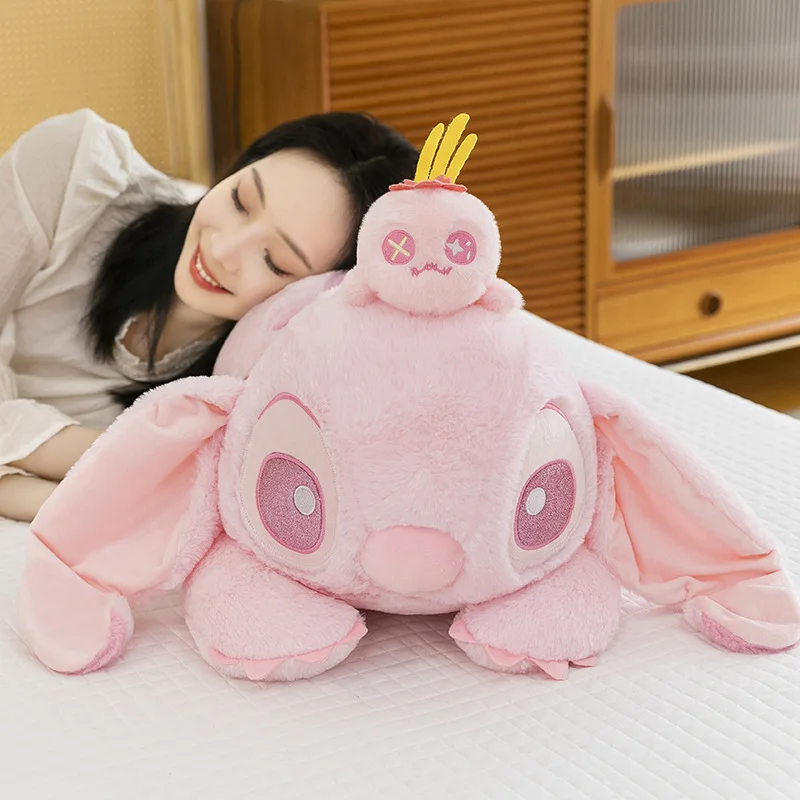 80cm New Cherry Blossom Series Kawaii Stitch Plush Toy Stuffed Doll Cute Winnie Dumbo Sitting Figure Kids Birthday Xmas Gift