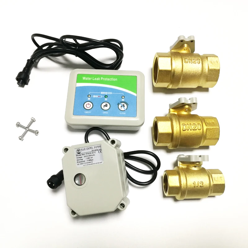 누수 경보 및 DN8/DN10 스테인리스 304 전기 밸브로 밸브를 닫음, 3VDC 배터리 구동 누수 감지기
