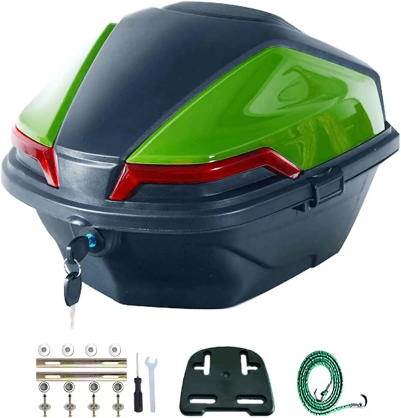 

Верхняя коробка для скутера, жесткий универсальный хвостовой багажник, водонепроницаемый верхний чехол для мотоцикла со спинкой и пластиной, запираемый шлем, багаж сзади Bo