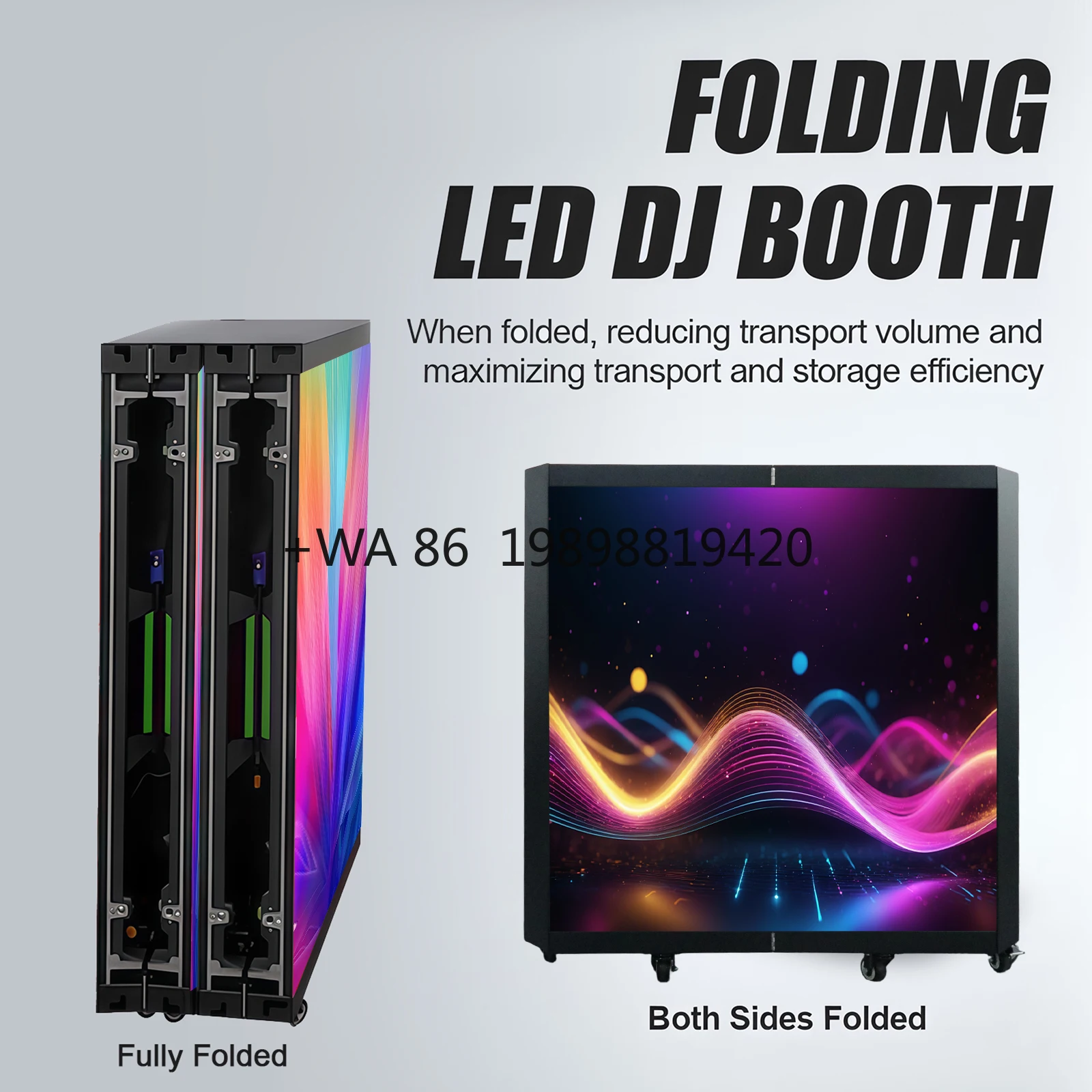 Professional  LED DJ Display Booth, 7680Hz High Refresh P2.604 Foldable Screen with Flight Case 2 Year Warranty