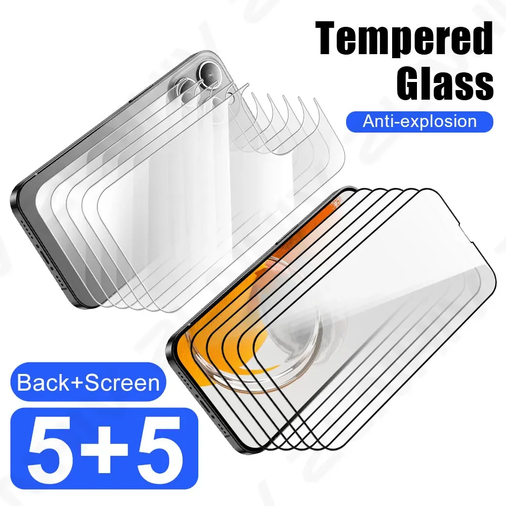 10in 1 Protective Film for iPhone 16 Pro Max Back Film Tempered Glass smartphone 15 Plus 14 13 Mini Phone Screen Protector 12 11