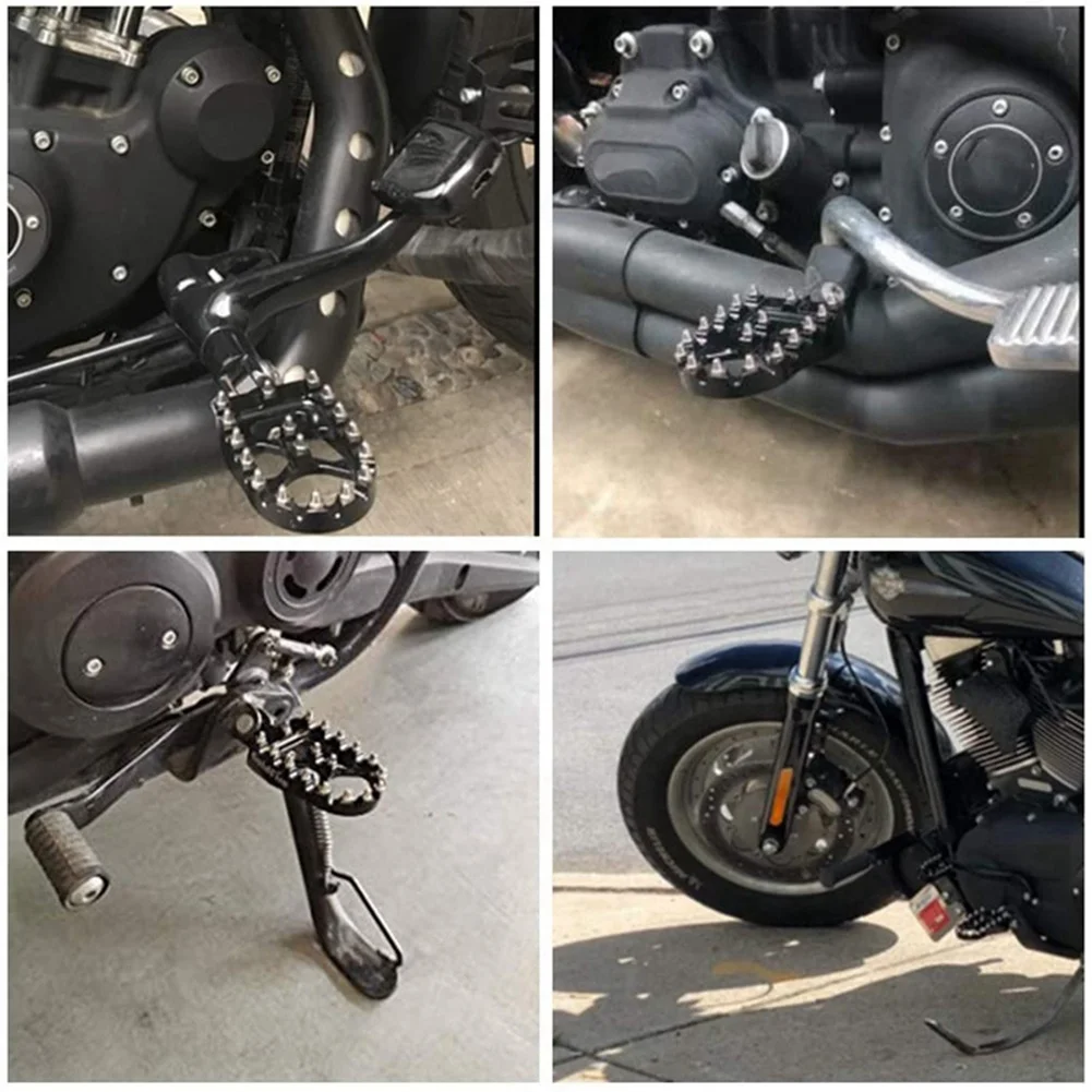 Compact 4X Motorcycle Wide Foot Peg MX Offroad Foot Pegs 360° Roating Style For Sportster 883 Fatboy Bobber
