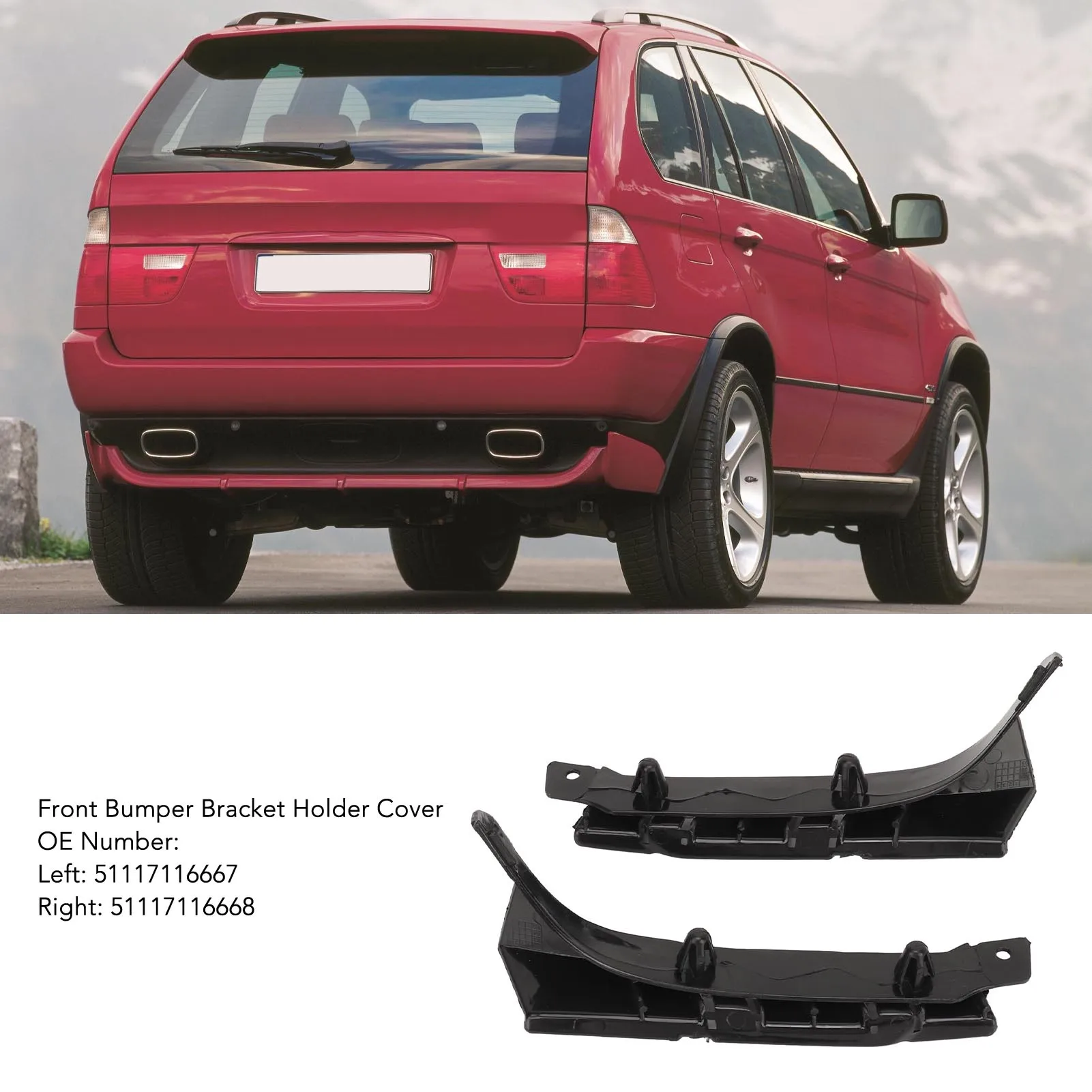 New Fashion Pair of Front Bumper Bracket Holder Cover 51117116667 Face Bar Retainer Braces for X5 E53 Facelift 2003 to 2007