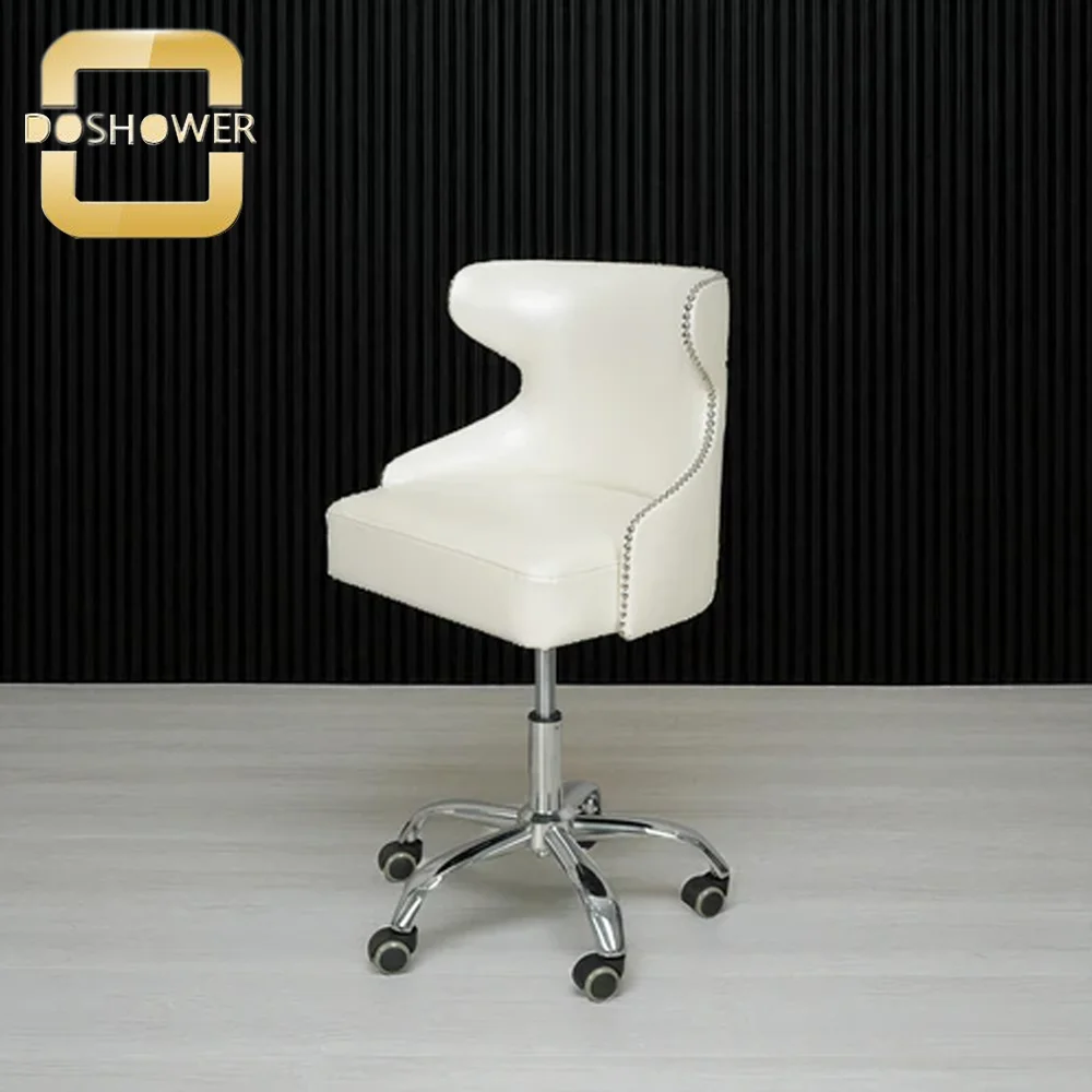 Luxury Portable White Color Customized Elegant Salon Chair Stool for Customer Hight Adjustment for Spa Nail Furniture