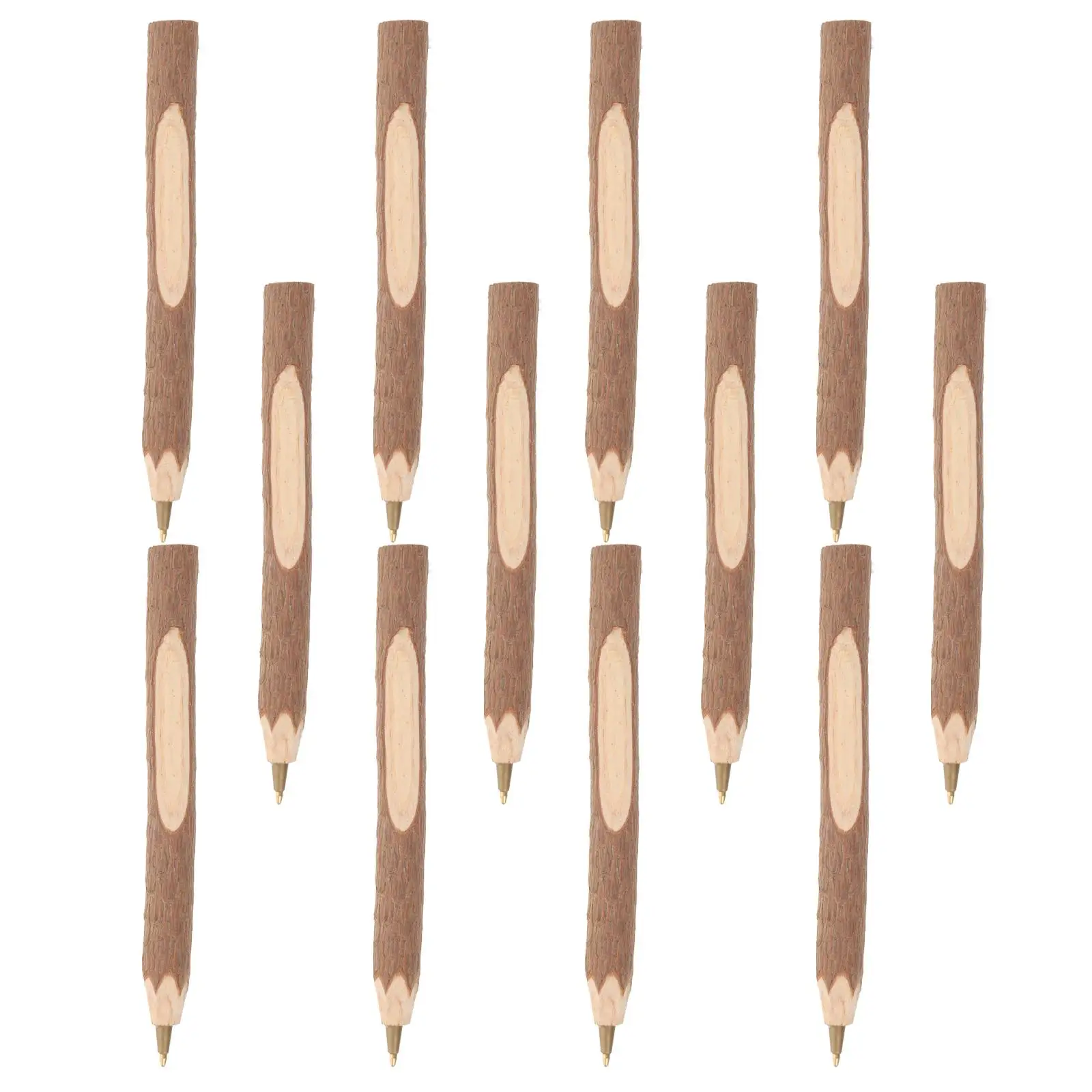 

12 Pcs Wooden Ballpoint Pen Pens Black Creative Pencil Tree Students Degradable