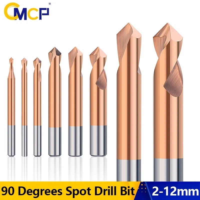 

CMCP Chamfer Mill Two Flute 90 Degrees Carbide Spot Drill Bit Spiral Flute Super Coated Chamfering Cutter Drilling Tools