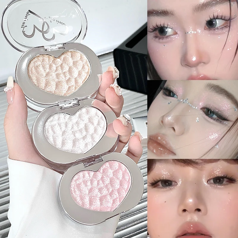 Leeinto's Concert Shining Highlighter Powder Compact, Nude Makeup Brightens and Refines the Three-Dimensional and Delicate Contouring.