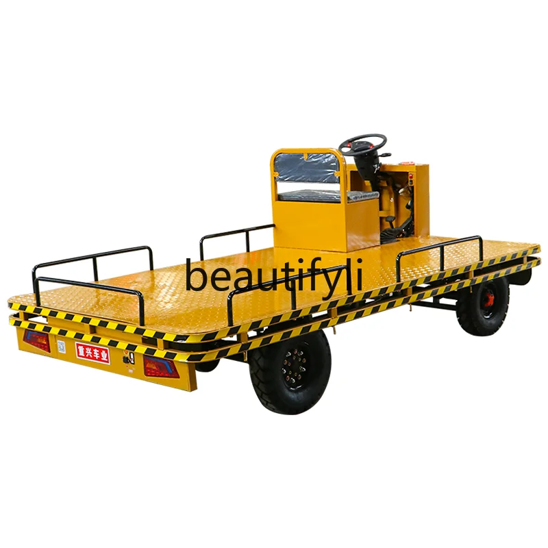 

Steering wheel electric four-wheel flatbed truck handling large load pulling battery warehouse RV