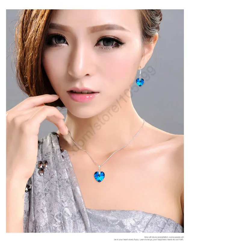 Promotion Deal Jewelry Set For Ladies  925 Sterling Silver Jewelry Charm Pendant Necklace Hoop Earring Elegant Bijoux