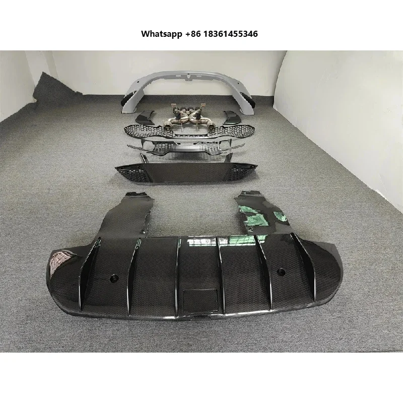 For Premium Car Accessories Hot Selling Upgrade Semi Carbon Fiber Bumper, Rear Diffuser Grille, Exhaust Body Kit Durable