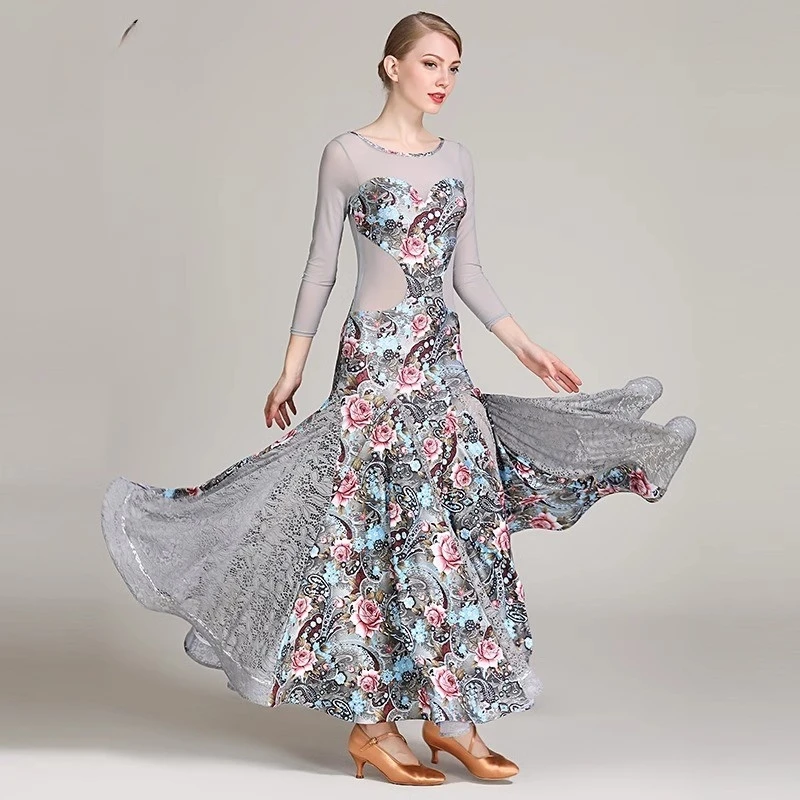 Design Sense Print Modern Dance Dress Dress National Standard Dance Skirt New Style