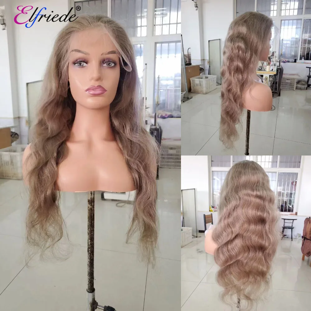 

Elfriede 8 Ash Brown Body Wave Lace Front Wigs for Women Lace Wig 4x4 13X4 13X6 HD Lace Frontal Wig Colored 100% Human Hair Wigs