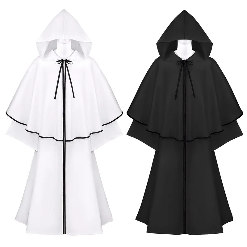 

Medieval 5-Color Hooded Long Sleeve Cloak Performance Costume Halloween Death God Witch Robe Women's Ethnic Stage Clothing