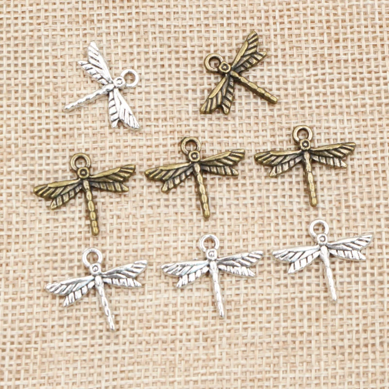 30pcs 19x16mm Antique Silver Plated Bronze Plated Dragonfly Handmade Charms Pendant:DIY for bracelet necklace