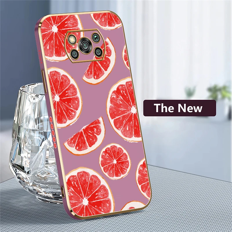 Cassa del telefono di lusso modello arancione per Xiaomi Poco X5 X 5 X4 Pro X2 X3 NFC X3 GT placcatura antiurto copertura morbida in silicone TPU