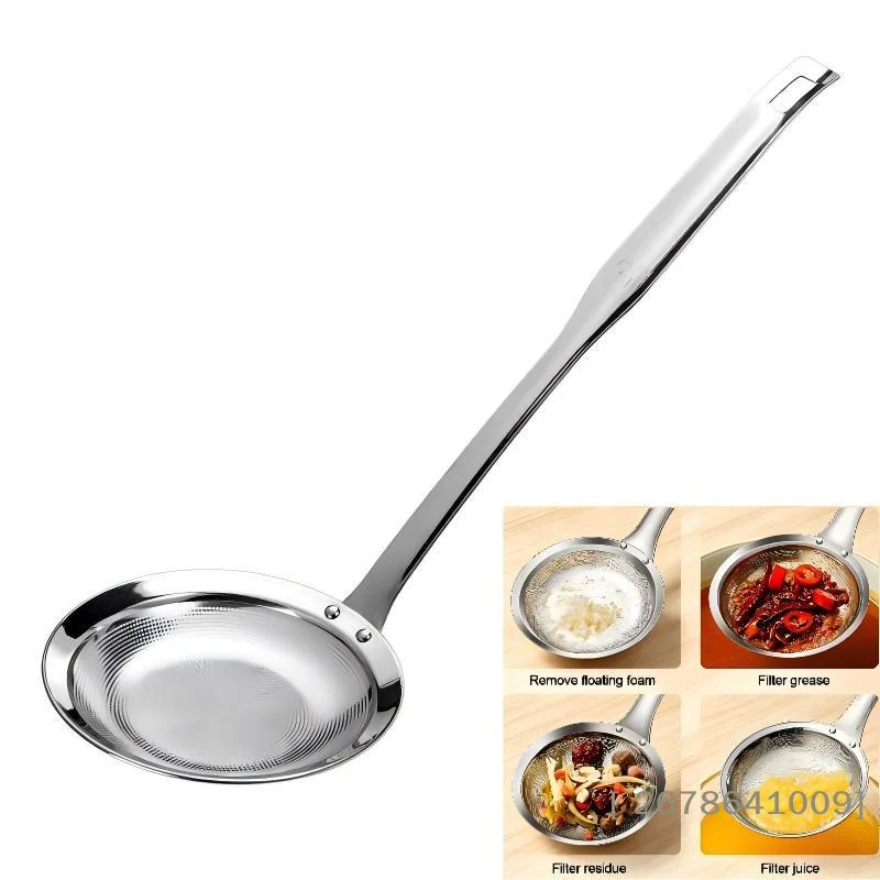 ⚑316 Stainless Steel Fat Skimmer Spoon Fine Mesh Grease Foam Removing Oil Dregs Fishing Percolator Fried Food Net Strainer