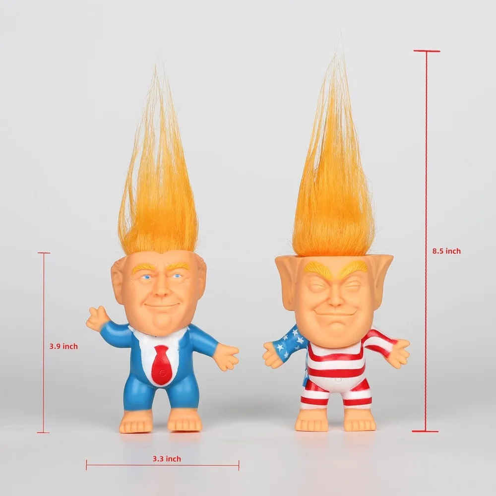 Donald Trump Doll Collection Toys, Cute Rubber Trump, 2024 Troll Doll Set for Trump Fans, Funny and Mock Items