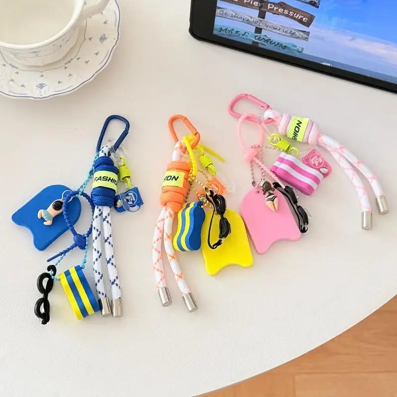 Braided Rope Surfboard Keychain With Adorable Charms Cute Backpack Pendant Ideal Beach Holiday Daily Present