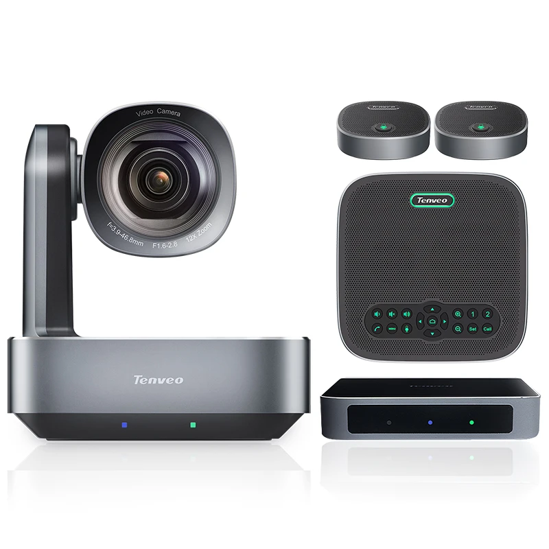 UHD 4K All In One 12X PTZ Video Conference Group With Conference PTZ Camera Microphone And Expansion Mics