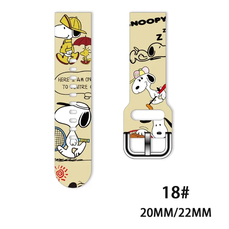 Snoopy Cartoon 20mm 22mm Strap for Samsung Galaxy Watch 4 3 Classic 5 Pro Active 2/Gear S3 Bracelet Huawei Watch GT 2 3 Strap