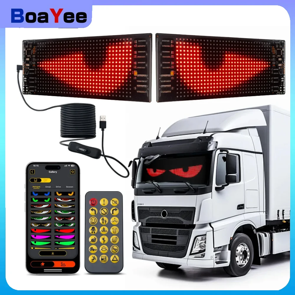 

LED Devil Eye Light for Car Truck Windshield Animated LED Matrix Panel Sign Flexible Programmable Digital Display Light APP