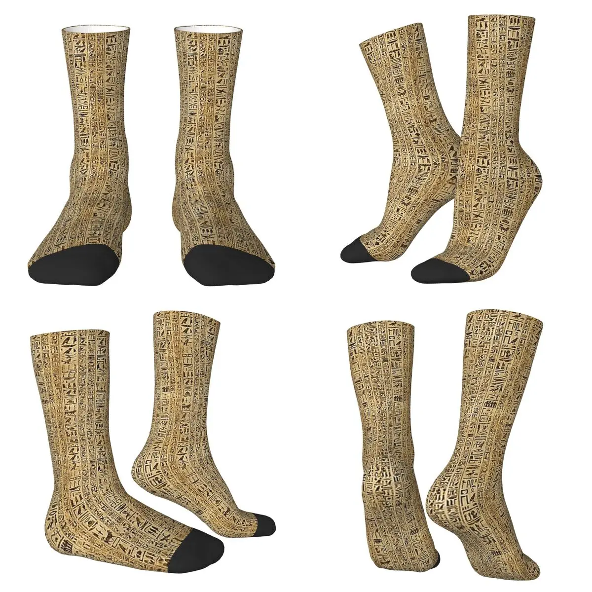 

Носки с египетскими иероглифами на папирусе, Harajuku, высококачественные чулки, аксессуары, длинные носки для унисекс, рождественские подарки