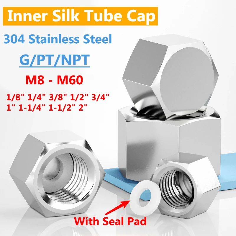 1/2pcs 304 stainless steel inner silk tube cap/head/tube plug pipe fittings 1/8