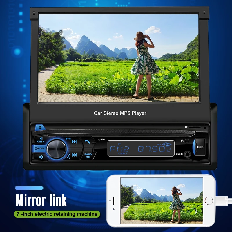 1 Din Video MP5 7 Inch HD Touch Screen Bluetooth FM Radio European GPS Map USB Autoradio 8325 Car Multimedia Player