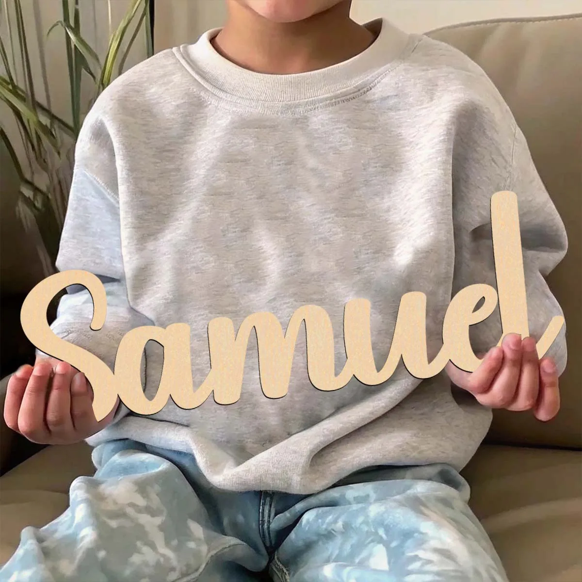 1pc Creative samuel example Customized Name Wooden Plaque Laser-Cut Sign Wooden Sign Unfinished Wood for Painting or Glittering