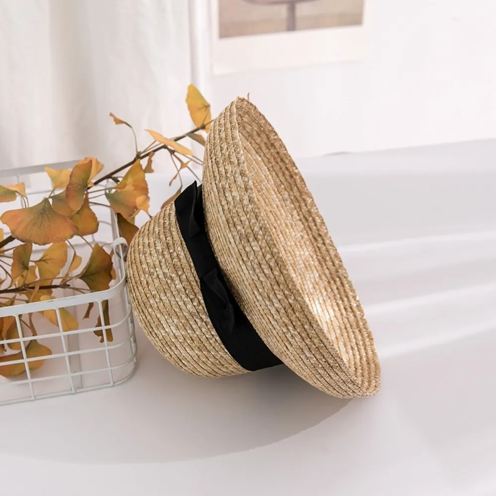 

High-Density Weave Wheat Straw Cloche Grosgrain Ribbon Trim Breathable French Style Sun Hat Eco-Friendly Material