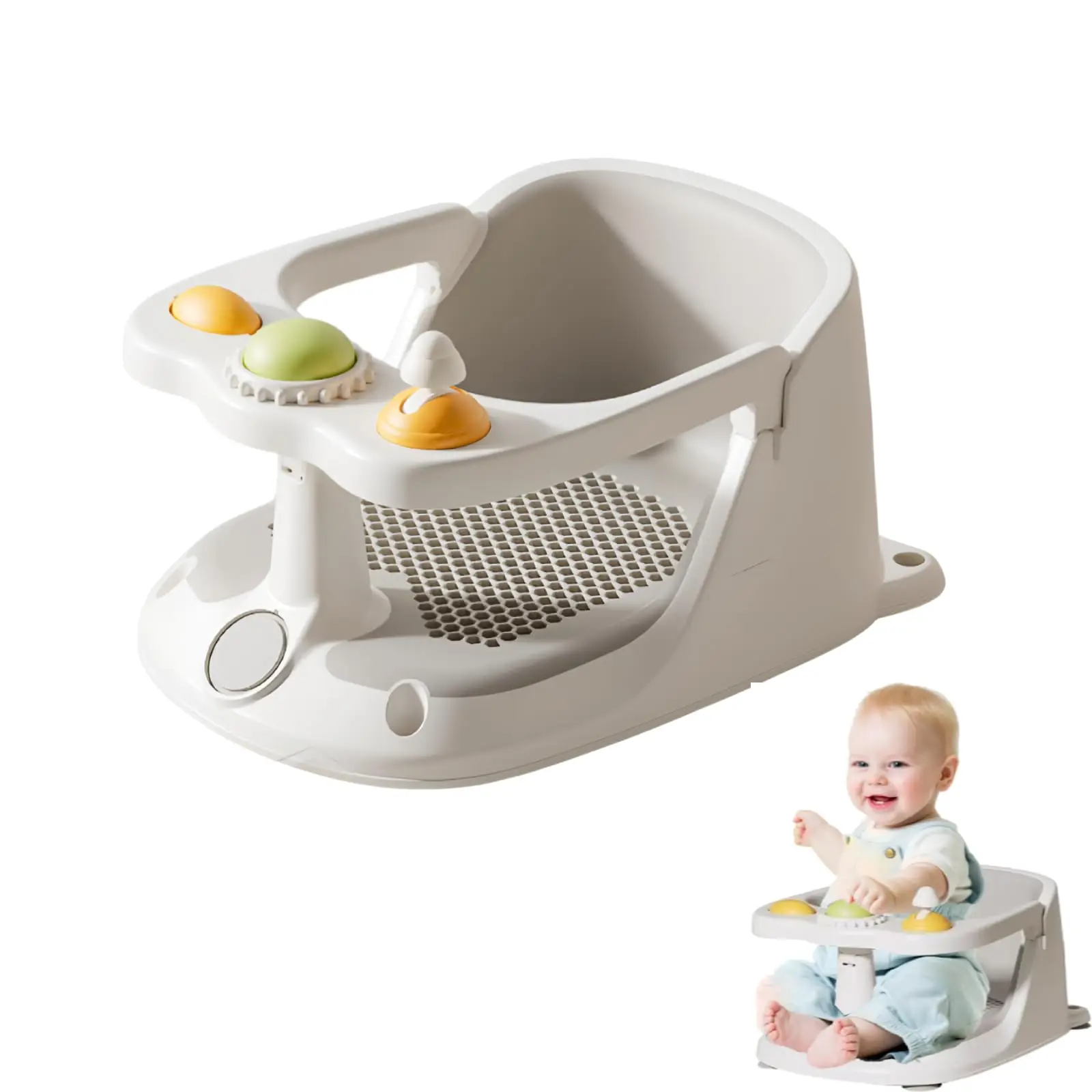 

Baby Bath Seat for Babies 6 Months & Up Baby Bath Chair with Non-Slip Pad Wrap Design Toddler Infant Bath Seat with Soft Cushion