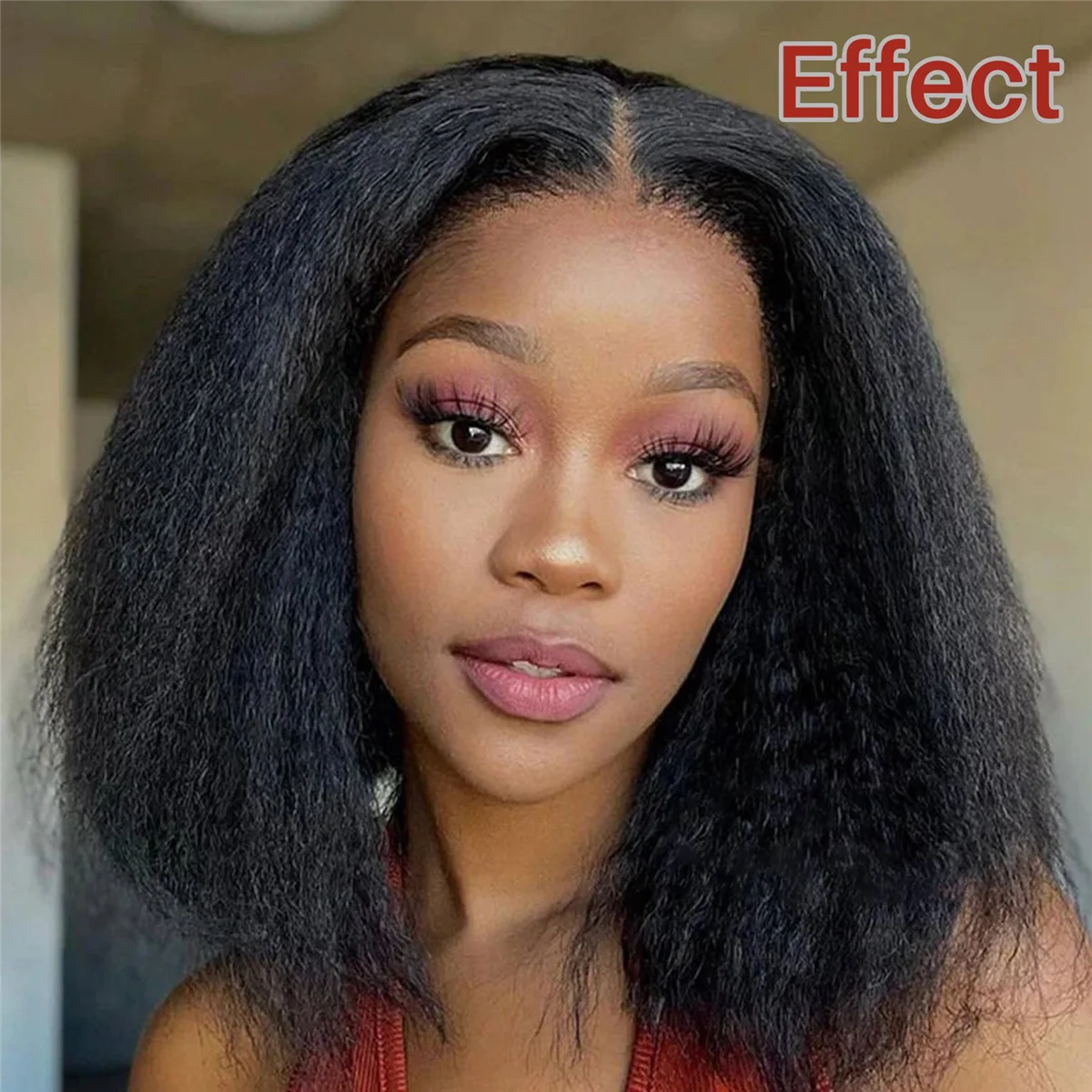 ABGN 12-Zoll-Perücken-Set mit Mittelscheitel, schwarzes Perücken-Set, afrikanisches kurzes Haar, weiche europäische amerikanische Chemiefaser-Perücke