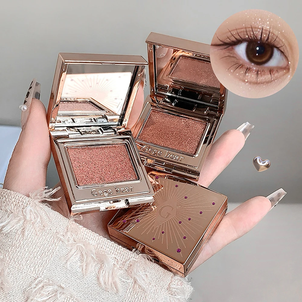 Gege Bear きらめくシングル アイシャドウ パレット、超着色、長持ち、繊細、明るい外観のための完璧なアイシャドウ。