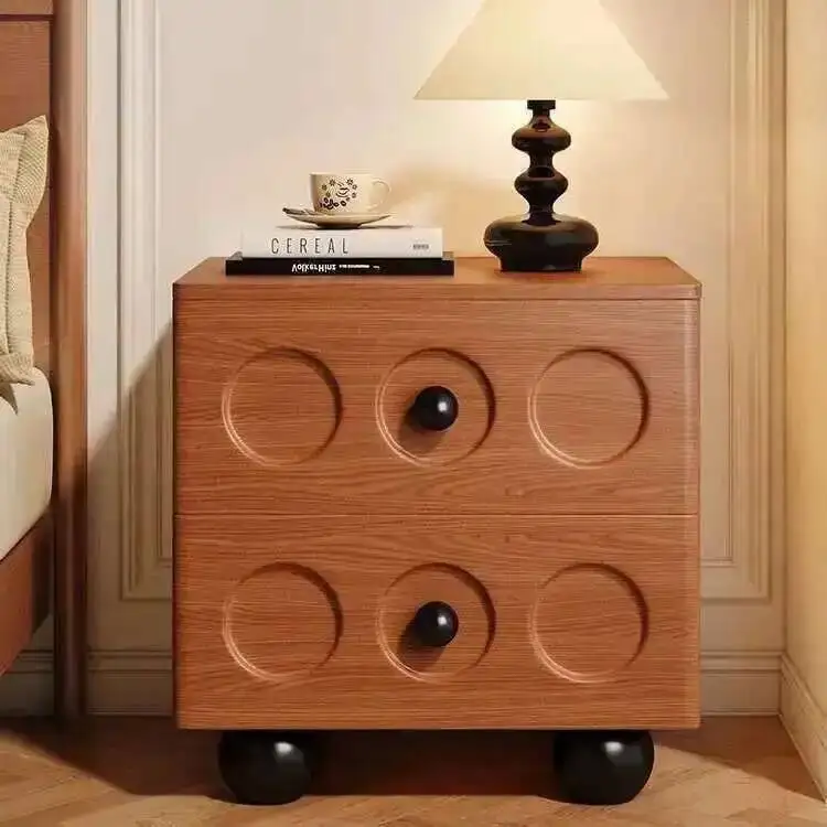 تخزين الرجعية طبقة مزدوجة سعة كبيرة تخزين خزائن طاولة السرير جميع الخشب الصلب ضوء أثاث منزلي إبداعي فاخر #2