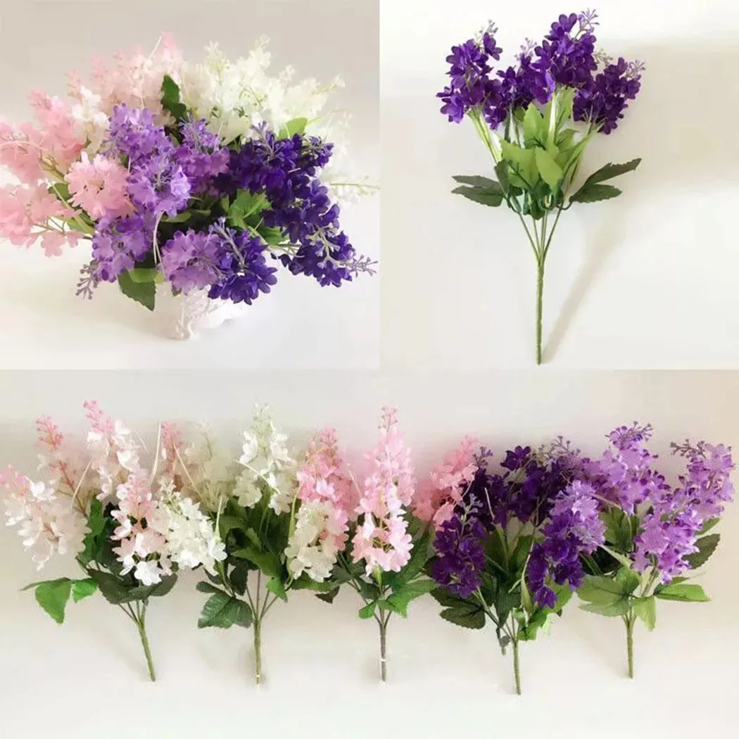 1pc Artificial Flower Bouquet 5 Heads Hyacinth 33cm Purple/White/Pink/Yellow Plastic For Office Party Weddings Home Decoration